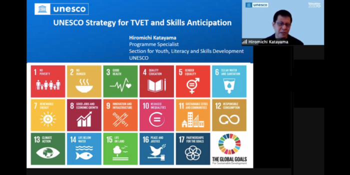 国連と持続可能な開発目標「ユネスコのTVETと技能の予測戦略」（片山弘倫博士）